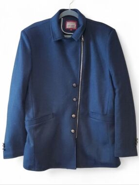 De-Niko Wool Blend Classic Coat Jacket In Navy Blue Size XL NWOT'S